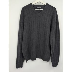 Joseph & Lyman Cable Knit 100% Cashmere Men's Gray Large Sweater Quiet Luxury